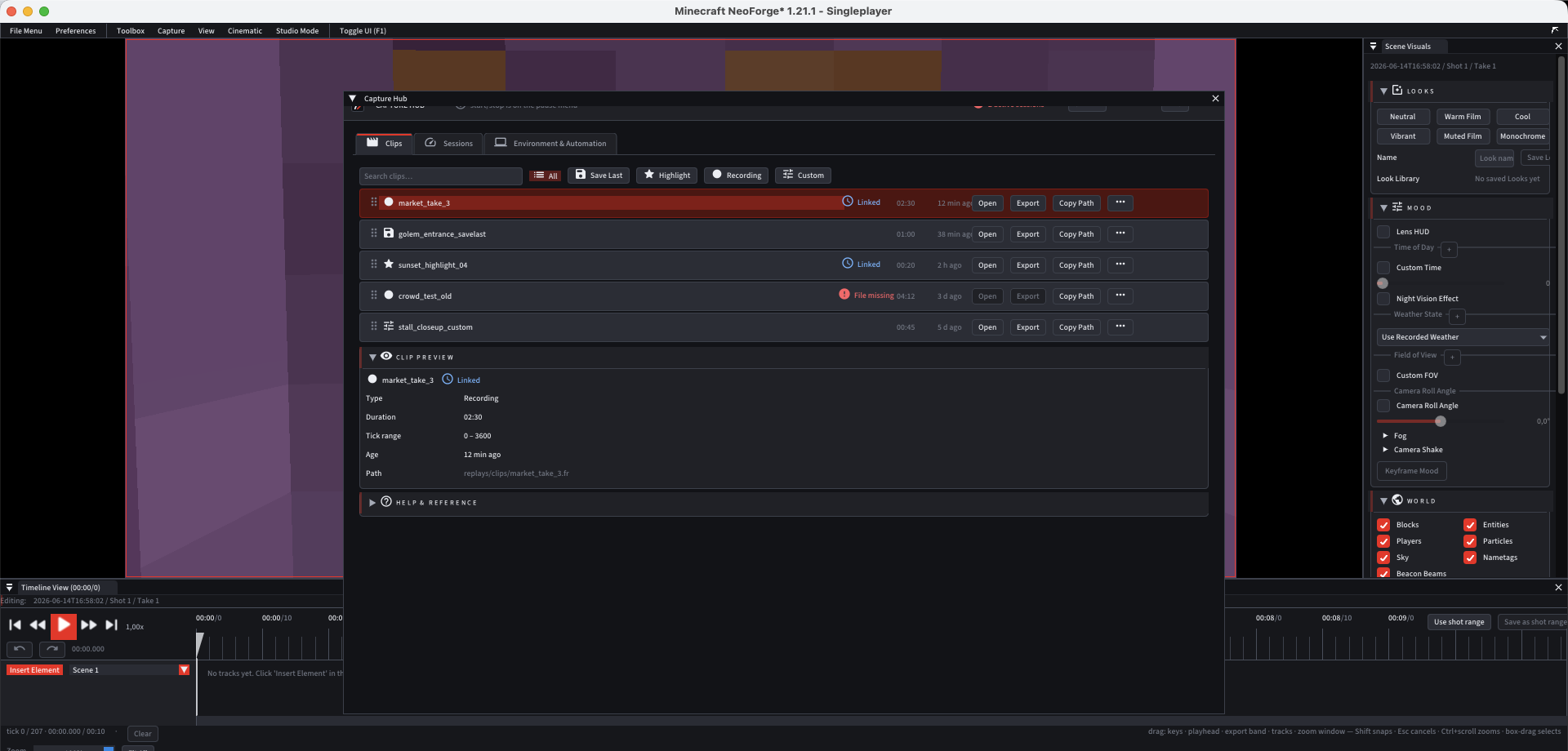 Real Flash Replay Capture Hub screenshot with clip list and replay timeline